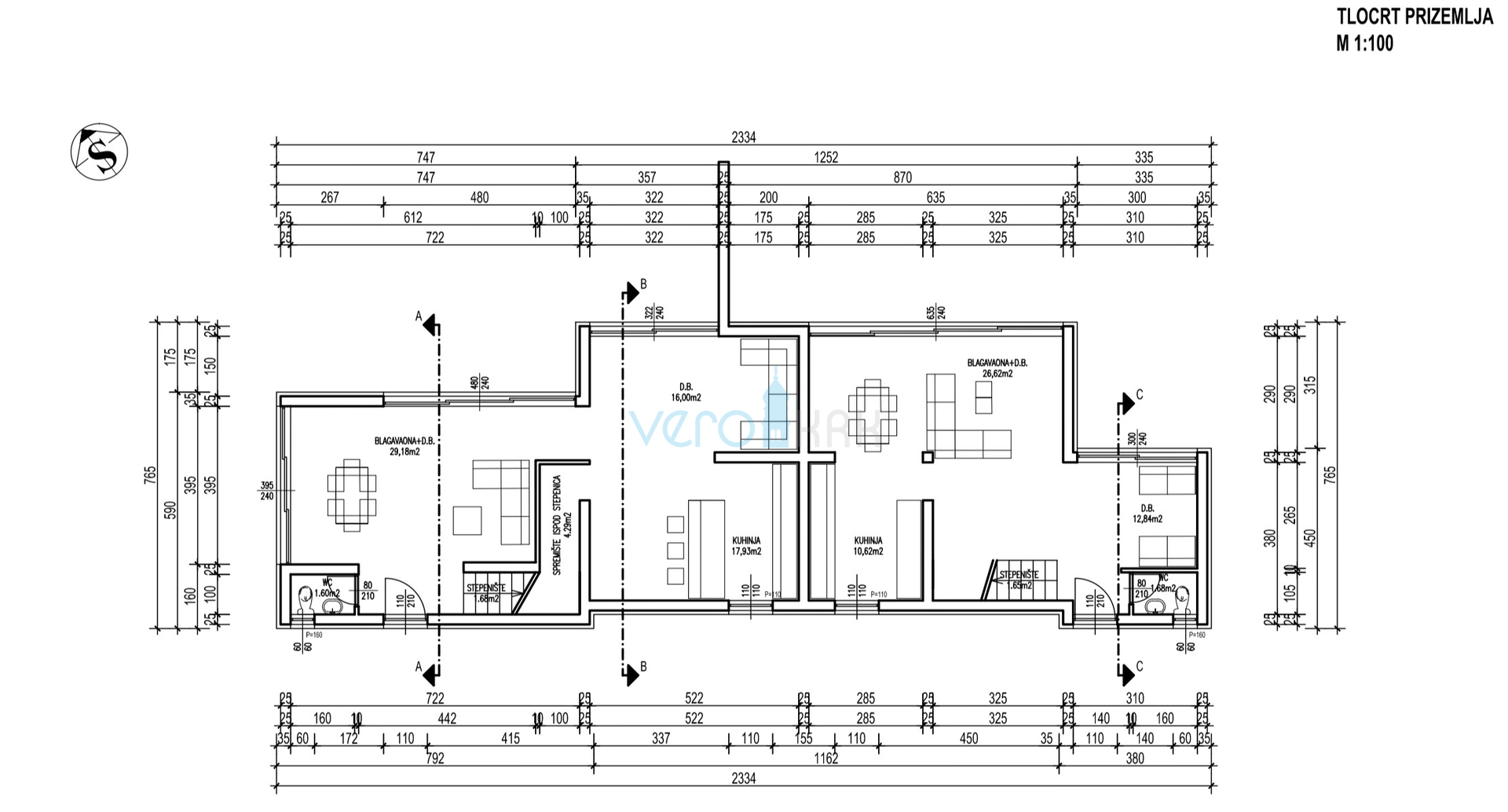 Otok Krk, Uvala Soline, dvojna kuća u izgradnji,pogled, prodaja